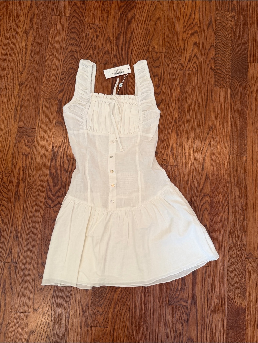 Frankie's Bikinis White Ruched Mini Dress